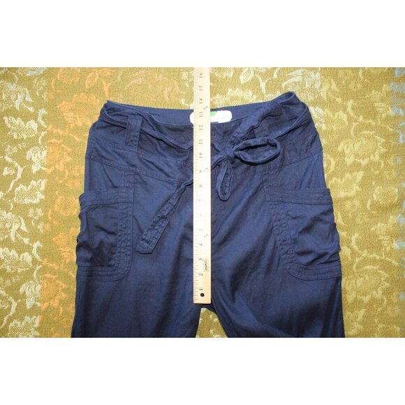 Anthropologie Wide Leg Pants Size 28 Navy blue palazzo high rise Linen blend - Picture 4 of 7